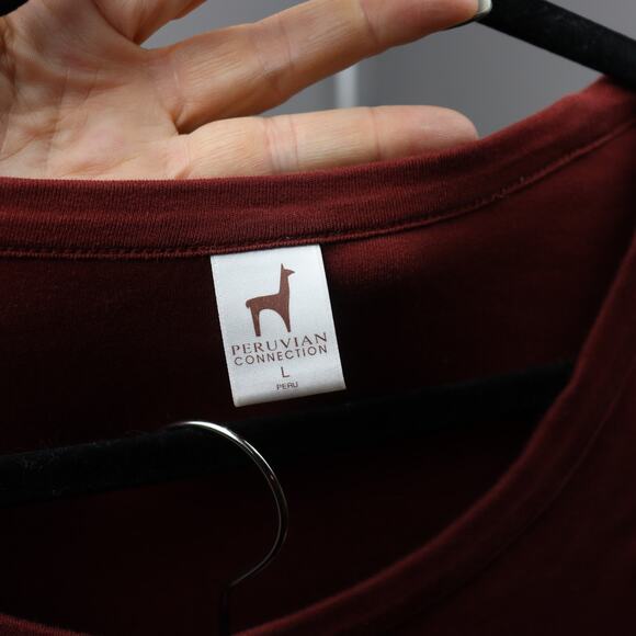 Peruvian Connection Rust Red Pima Cotton Knit Top & Skirt Set Size L - Picture 3 of 3